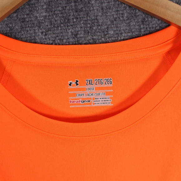 Under‎ Armour Run Active Shirt Mens 2XL Orange Long Sleeve Performance #AB593 - Picture 4 of 5